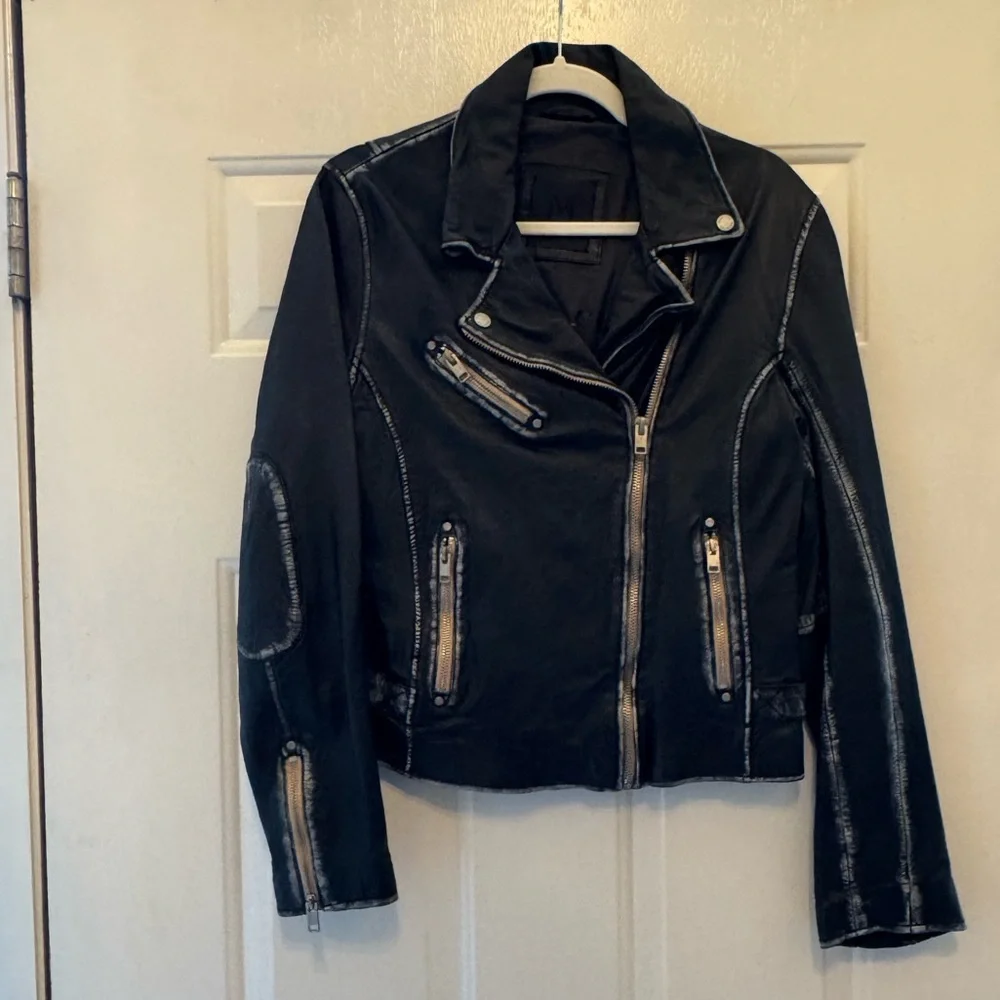 Mauritius Black Leather Biker Jacket - Picture 5 of 10